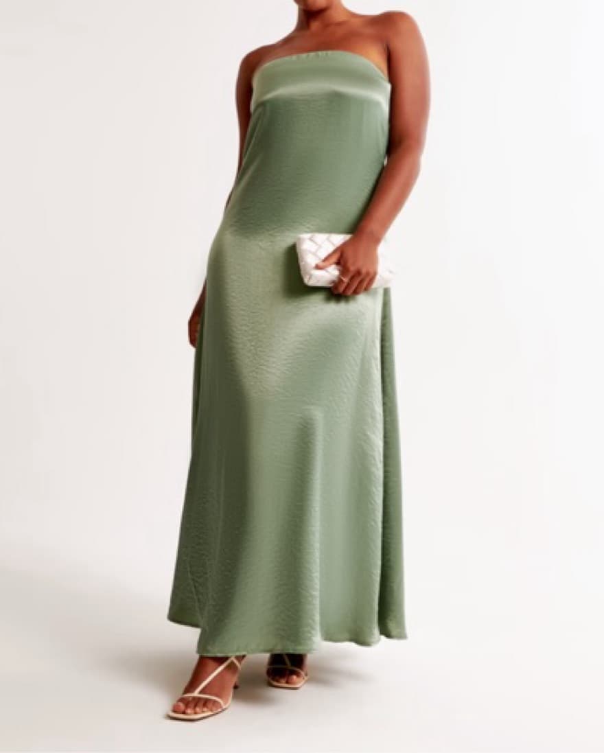 Sage green Strapless Maxi Dress - Image 1