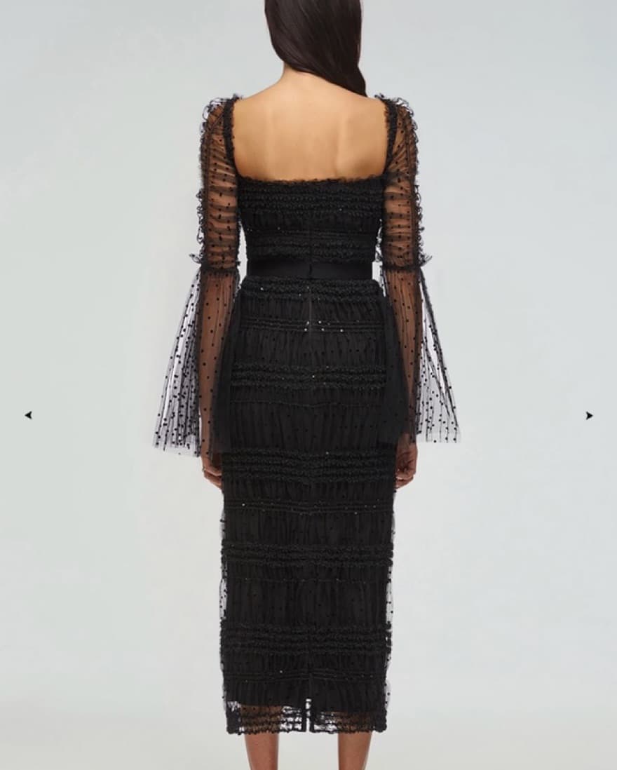 Self portrait Black Midi Mesh Dress  - Image 3