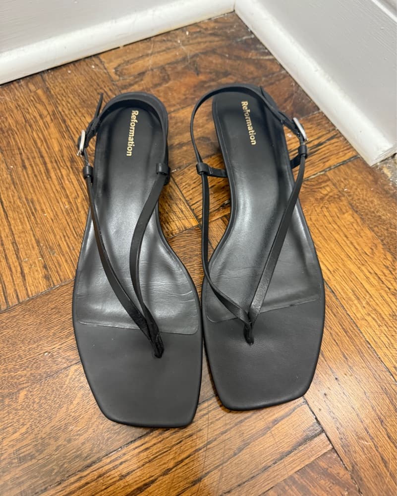 Black Reformation Heeled Thong Sandal - Image 4