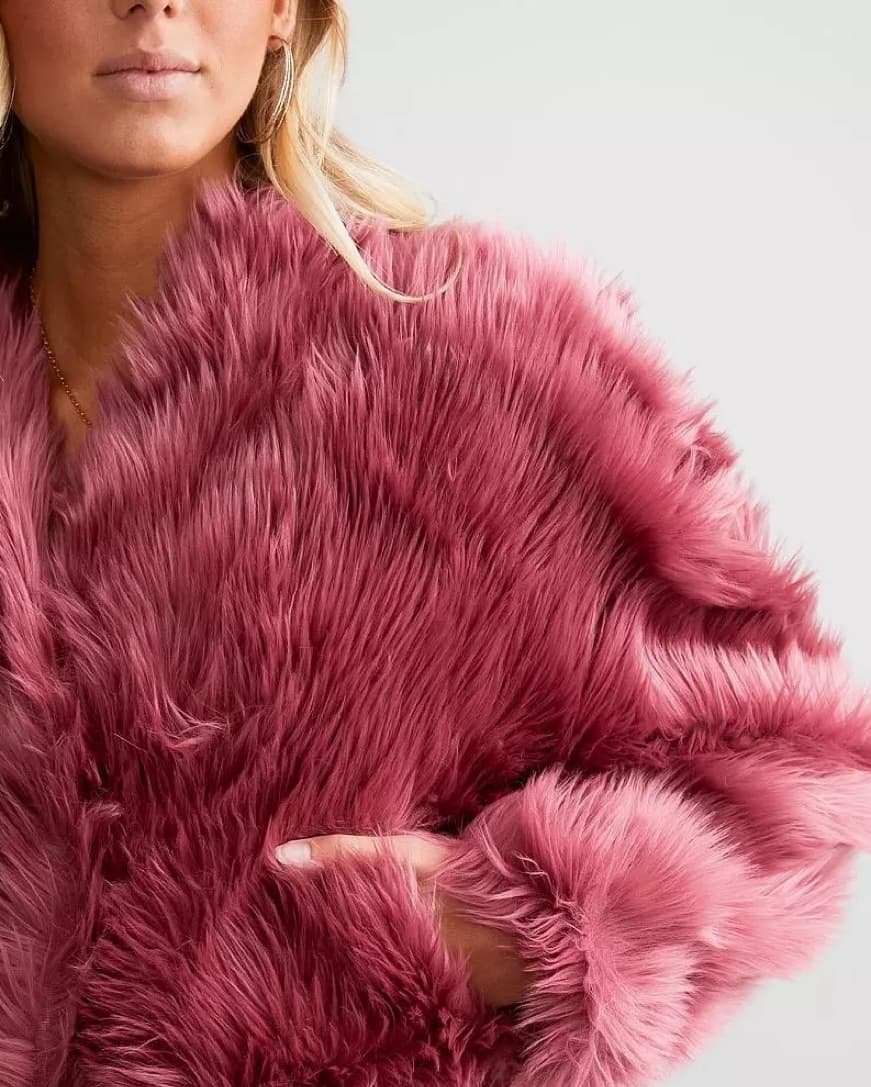 We The Free Cropped Faux Fur Jacket XS - Image 3