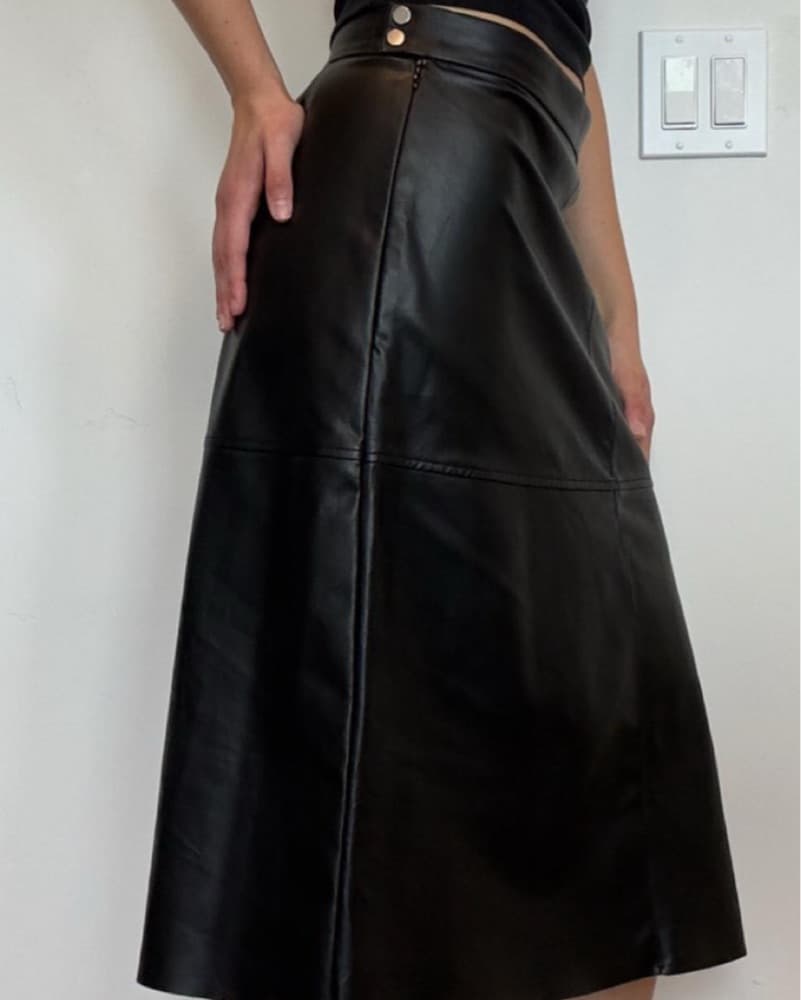 Faux Leather Midi Skirt - Image 2