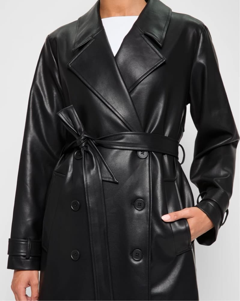 Pleather Trench Coat - Image 3