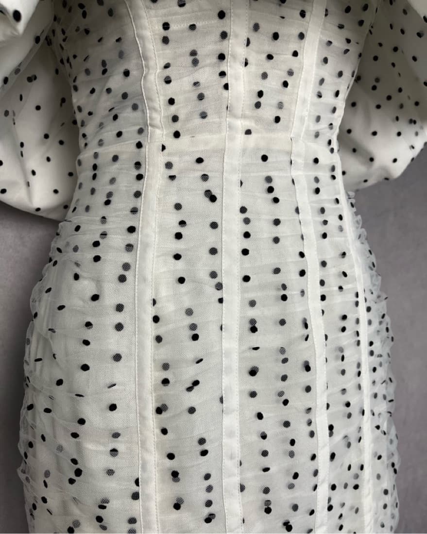 Self Portrait Dot Mesh Frill Mini Dress - Image 6
