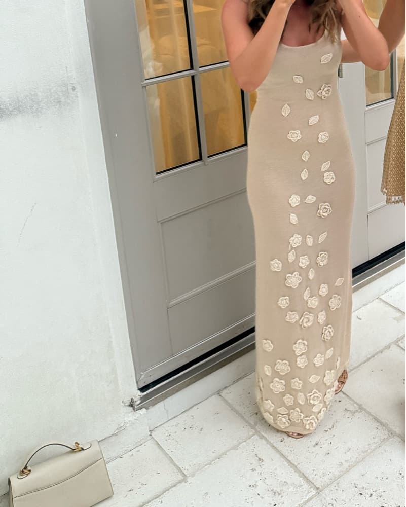 Caroline constas Gold Floral Knit Dress - Image 1