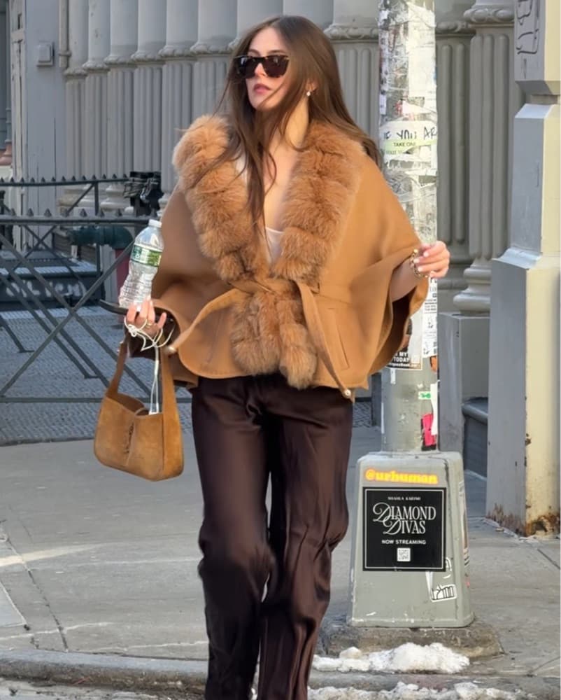 Fur Cashmere Brown Cape /poncho - Image 2
