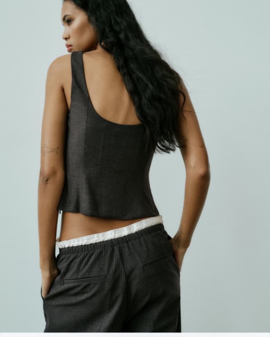 Grey Ruched Corset Top - Image 4