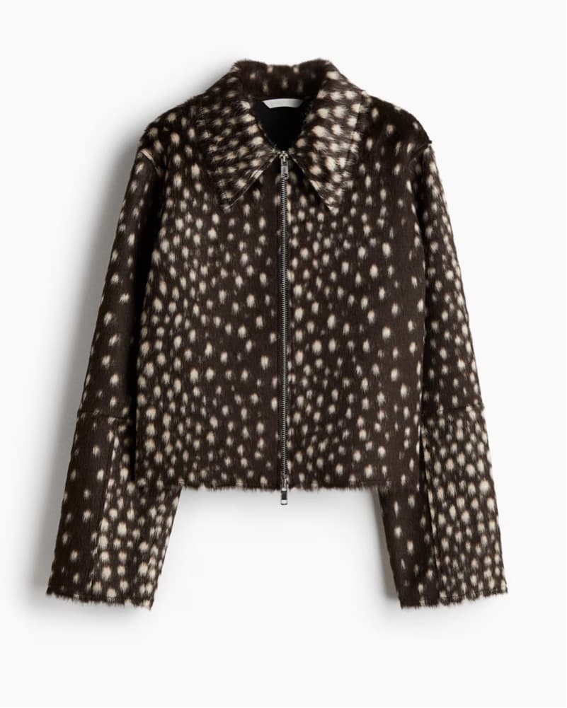H&M Deer Spot Print Faux Fur Jacket - Image 4