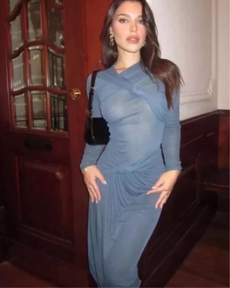 Sheer Long Sleeve Dress  - Image 3