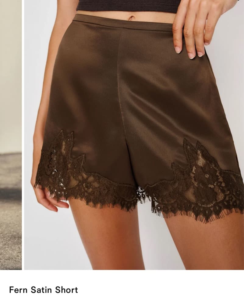Chic Satin Shorts with Lace Trim - Image 1