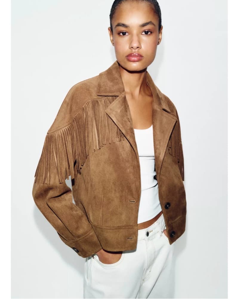 Fringe Faux Suede Jacket - Image 1