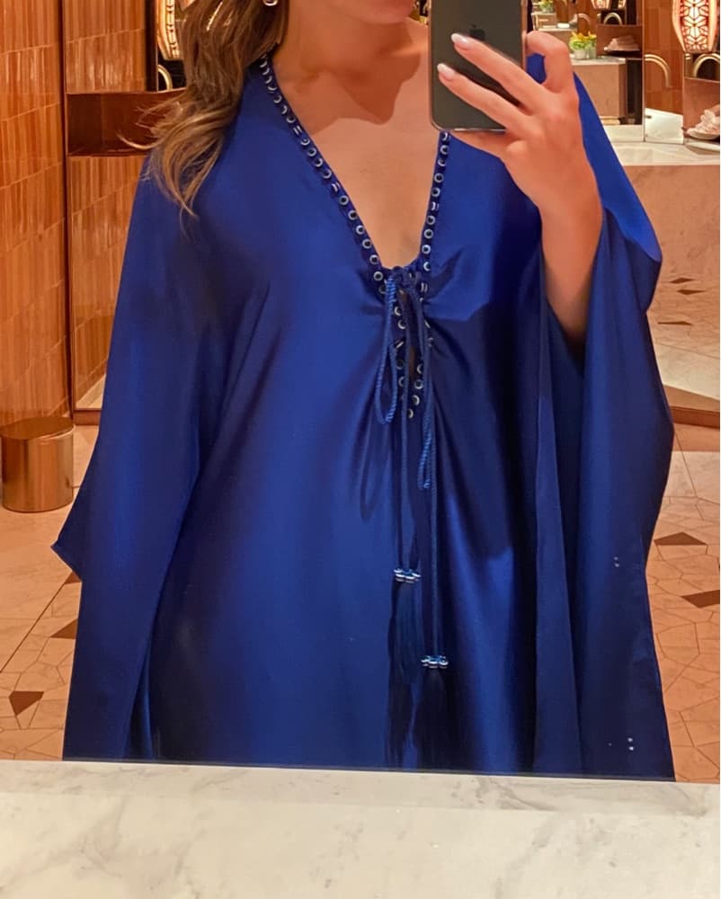 Malaika Morocco Silk Blue Amara Kaftan - Image 5