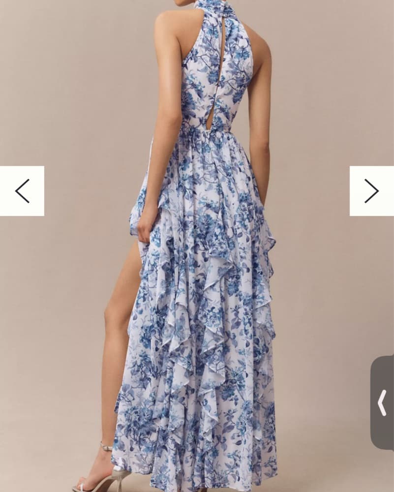  BHLDN Elegant Blue Floral Maxi Dress 4 - Image 4