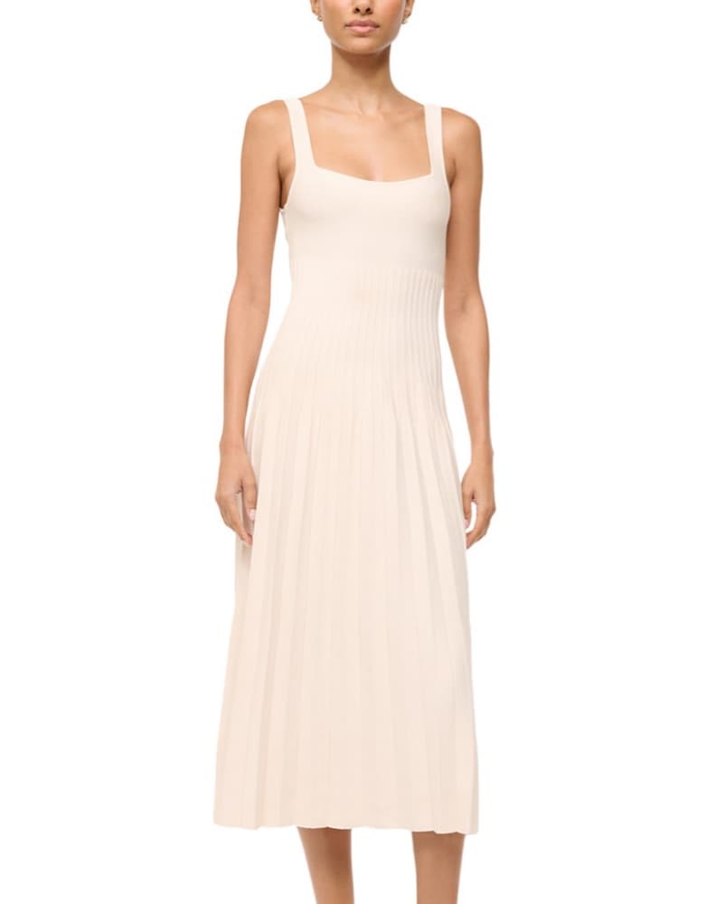 Staud Ellison Knit Midi Dress in Ecru - Image 2