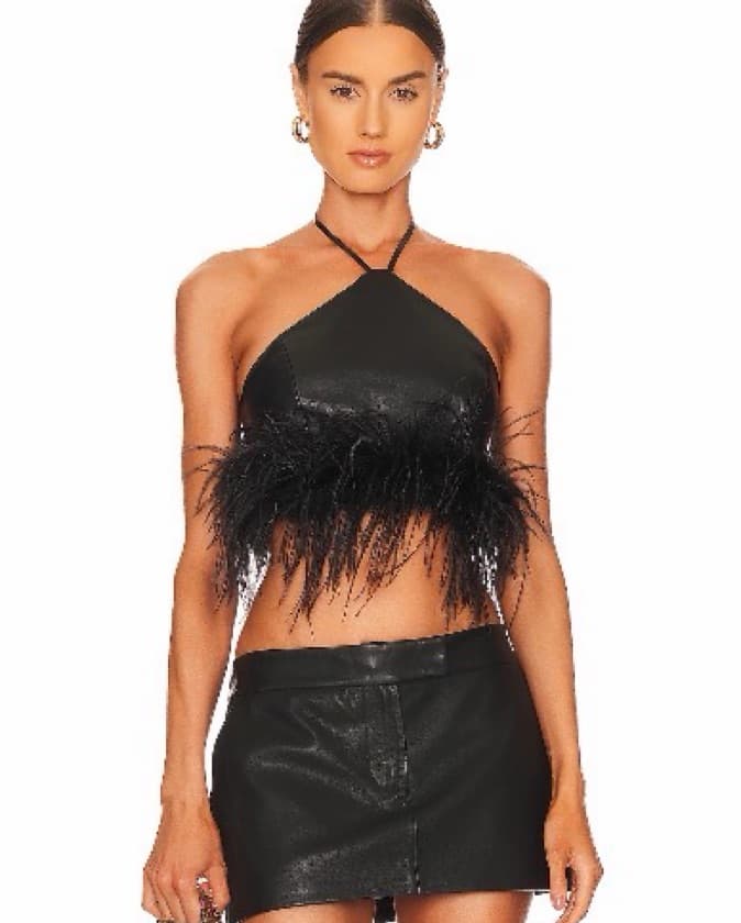 Black Leather Halter Top - Image 1