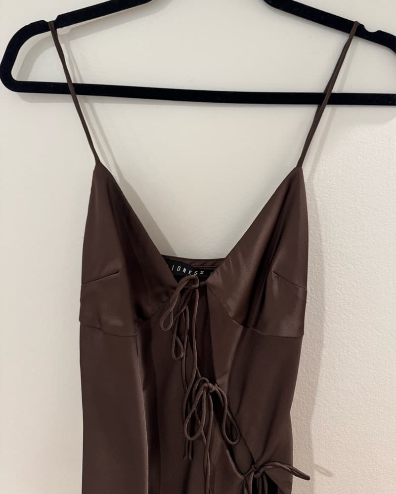 Lioness Lace-Up Brown Dress - Image 6