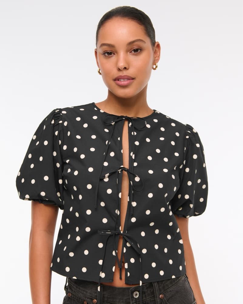Abercrombie Polka Dot Tie Top - Image 1