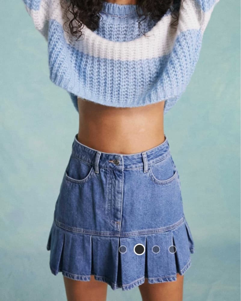 Pleated Denim Skirt - Image 2