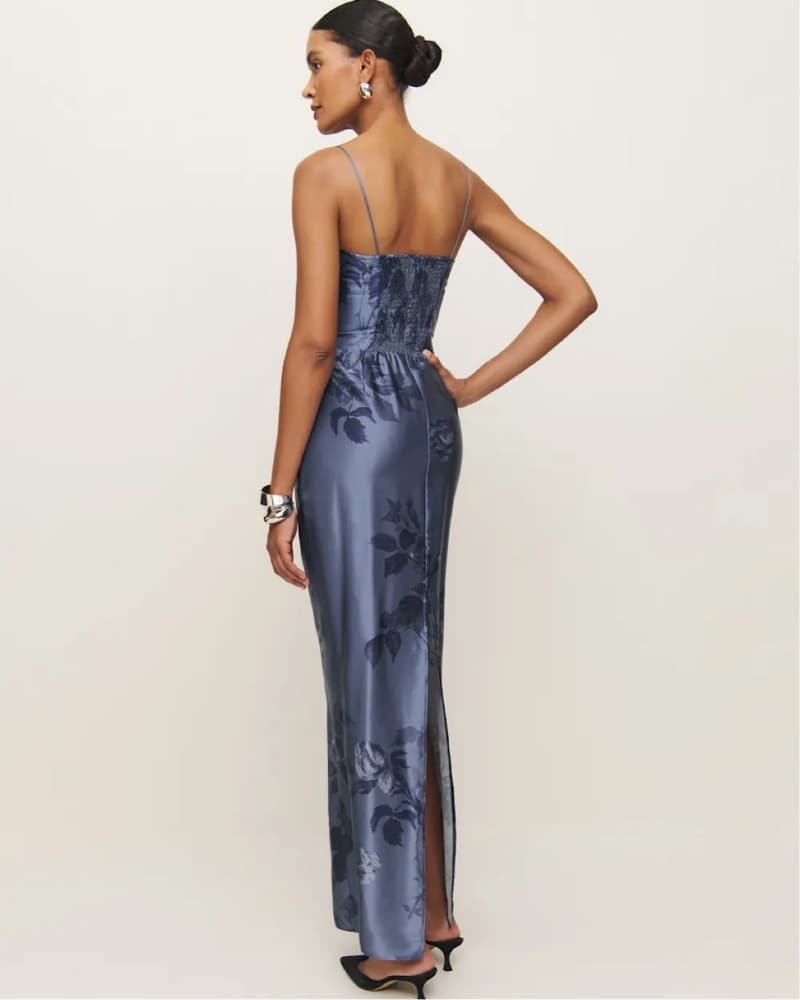 Reformation Blue Frankie Silk Dress - Image 4