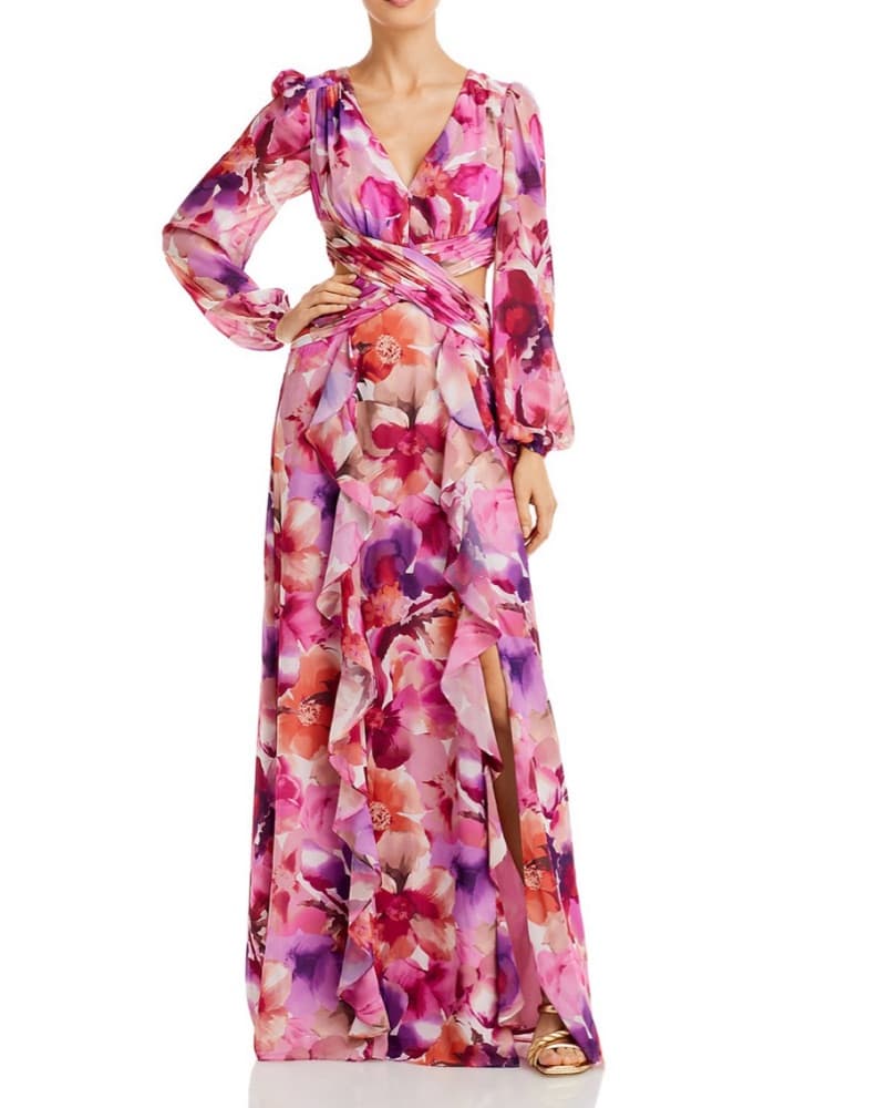Aqua Printed Long Sleeve Dress - Image 1