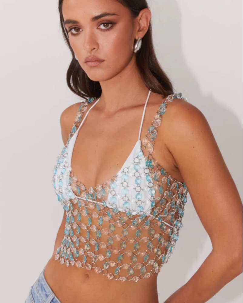 Sonatina Beaded Vest Top - Crystal - Image 1
