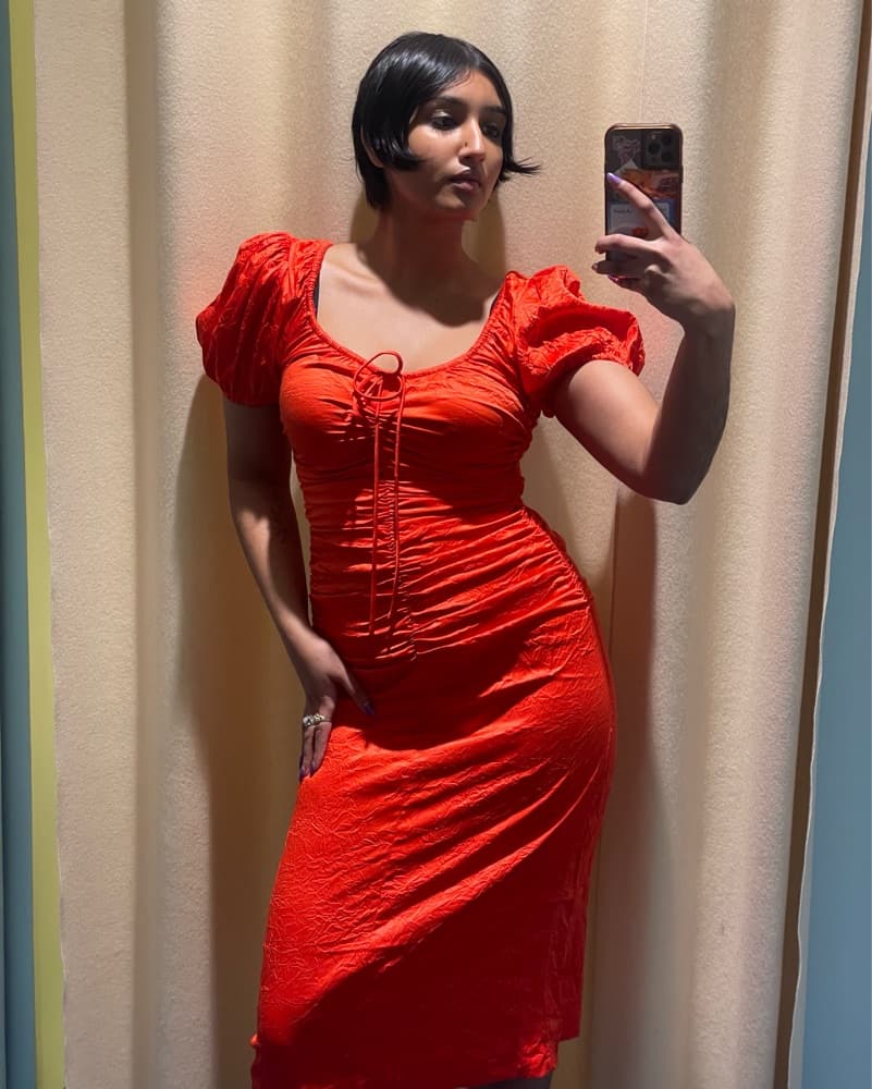 Red silk Ganni Dress - Image 1