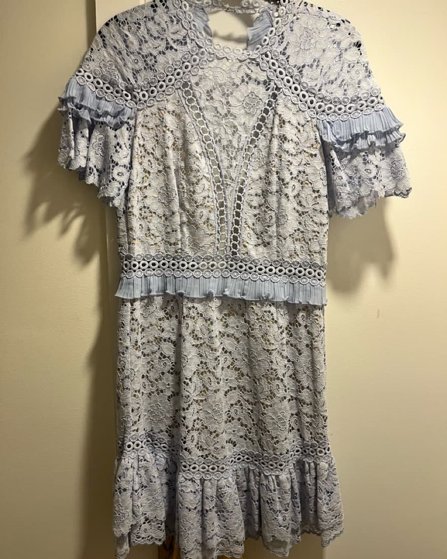 Blue Lace Ruffle Dress - Image 4