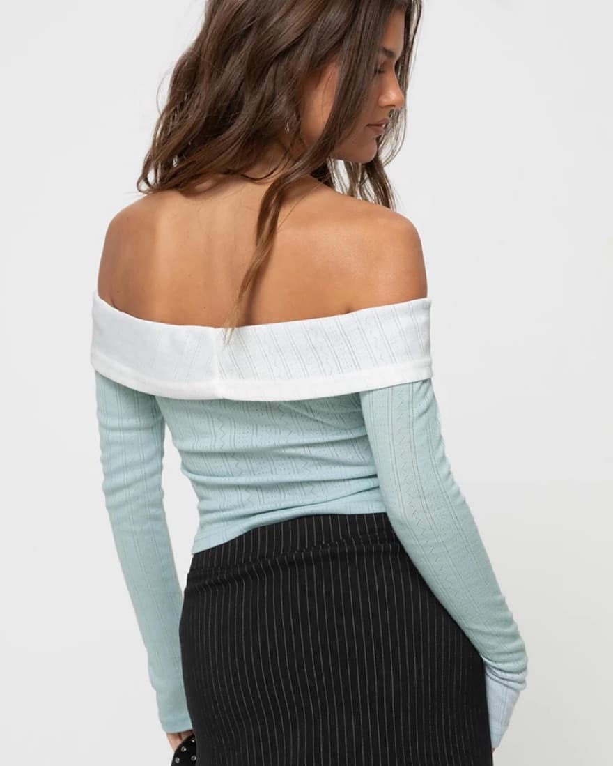 Lylan Off The Shoulder Top Blue - Image 2
