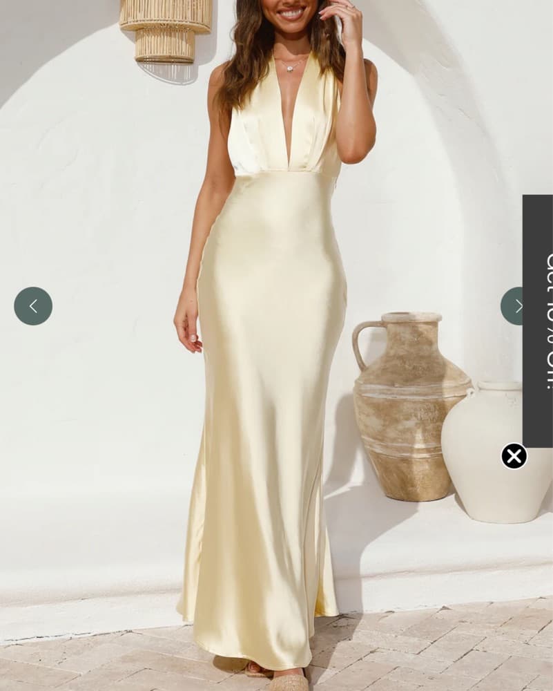 Butter Yellow Satin Gown - Image 3
