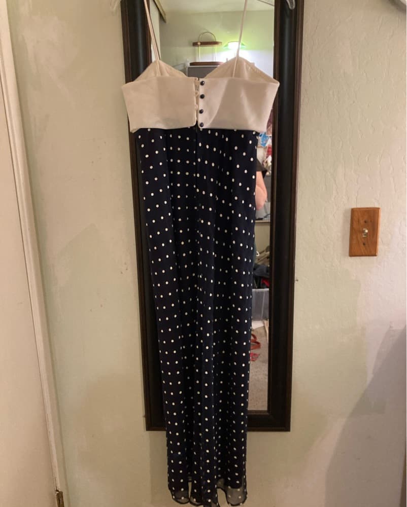 Vintage Navy Polkadot Baby Doll Bow Maxi - Image 3