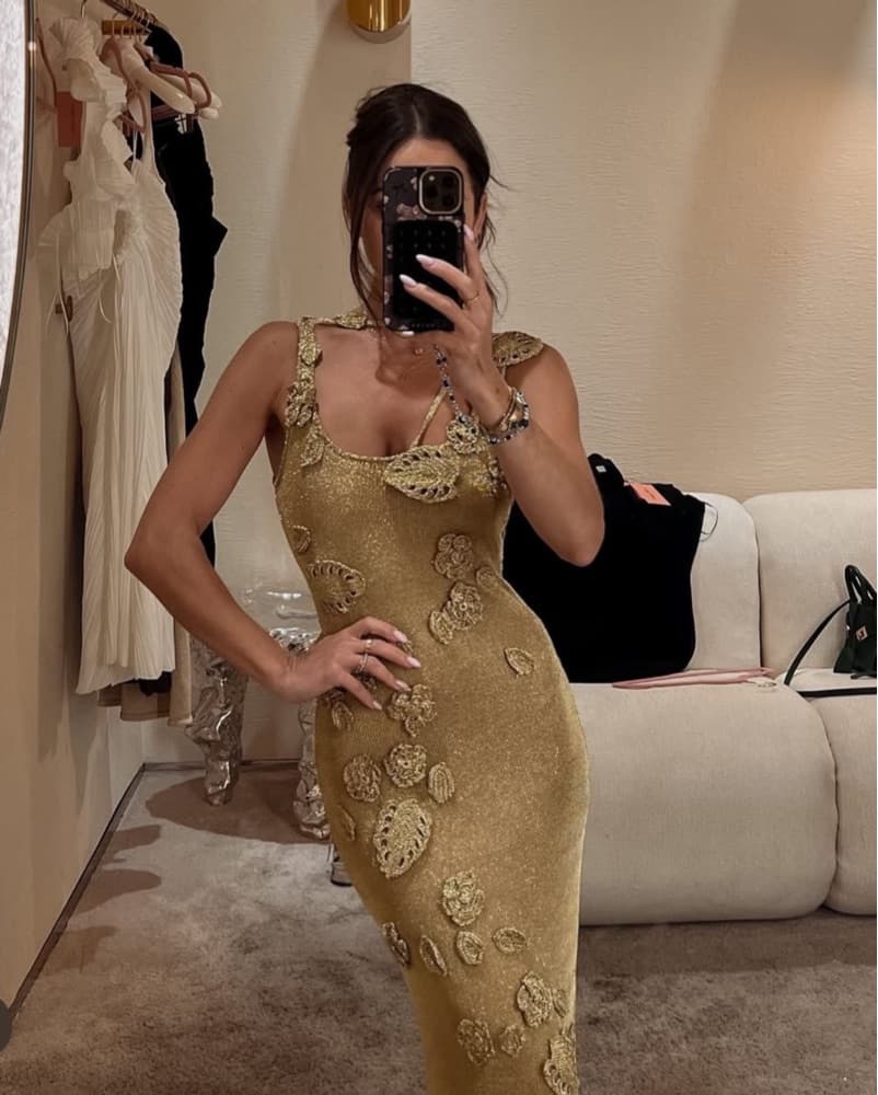 Cult Gaia Pemma Knit Dress Gold  - Image 1