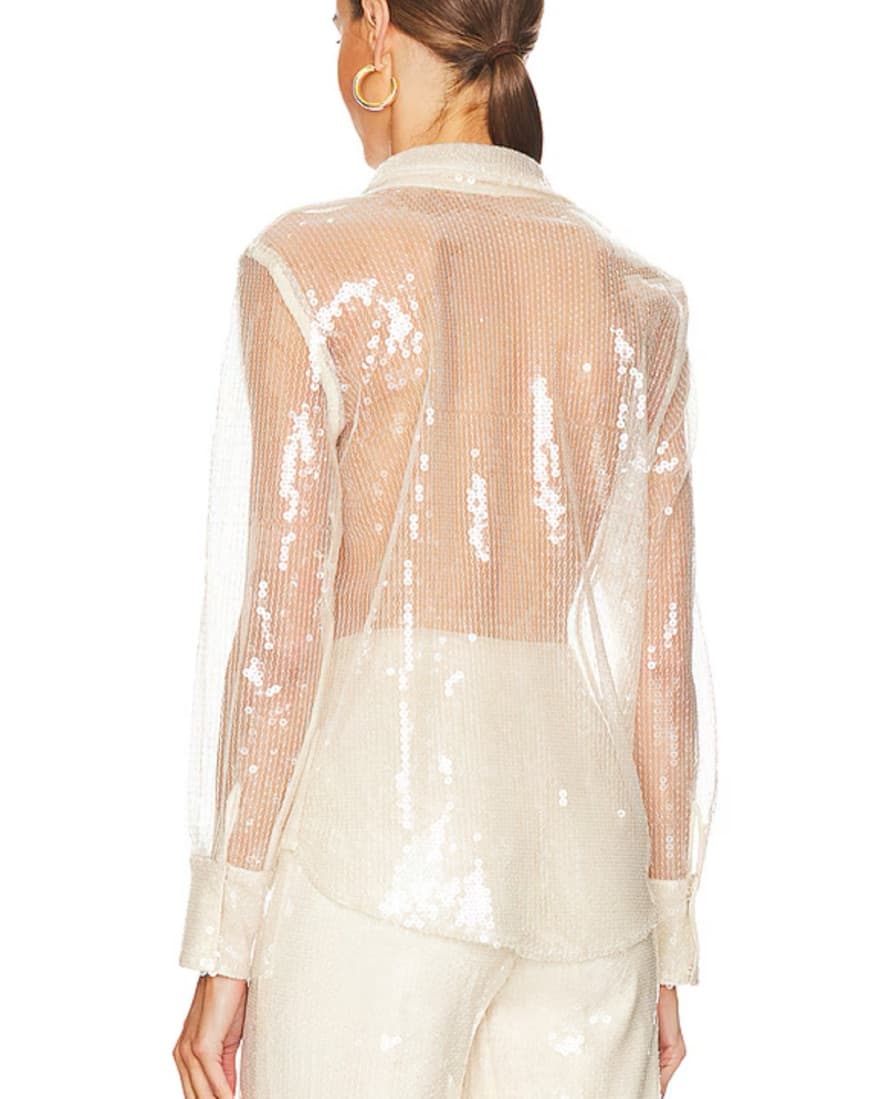 Sequin Sheer White Pant Suit - Image 3