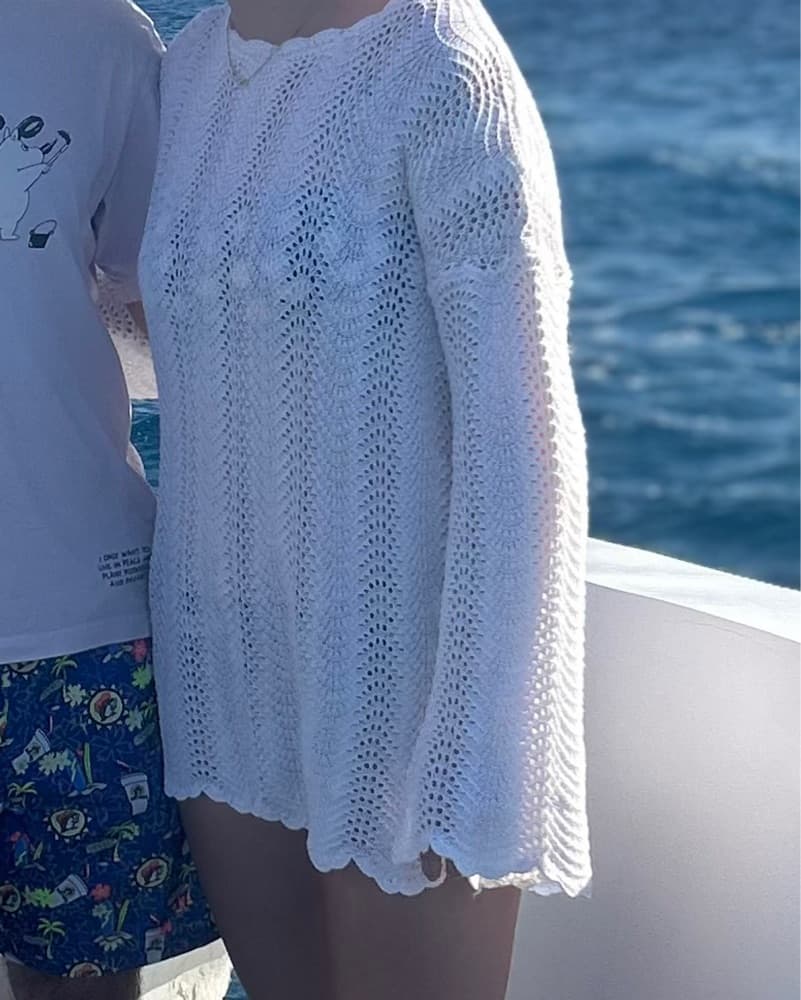Packable Pullover Coverup White Crochet - Image 4