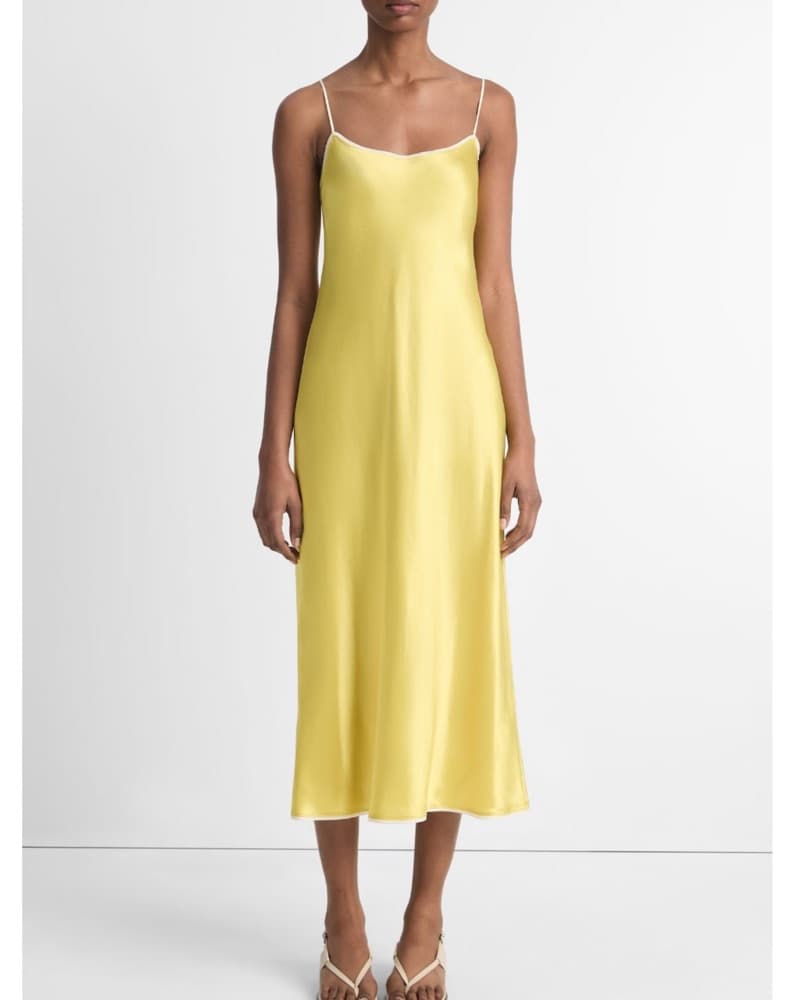 VINCE Tipped Satin Midi Dress - Image 1