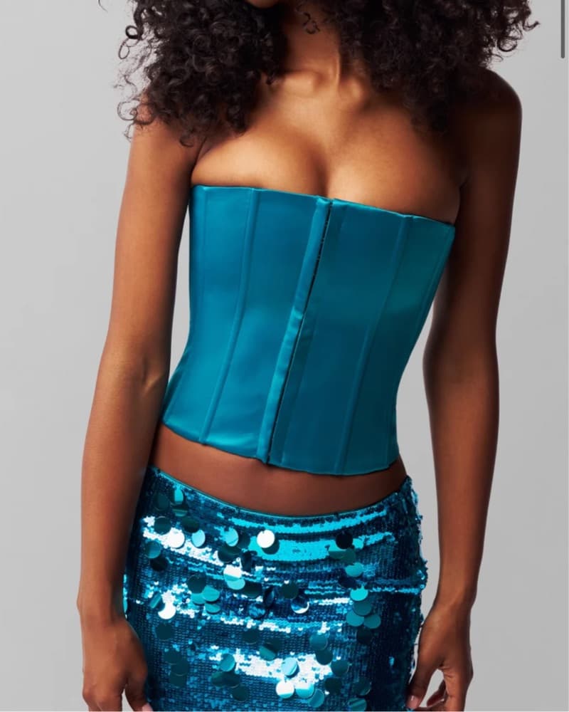 Danielle Guizio Satin Corset In Tropic - Image 2