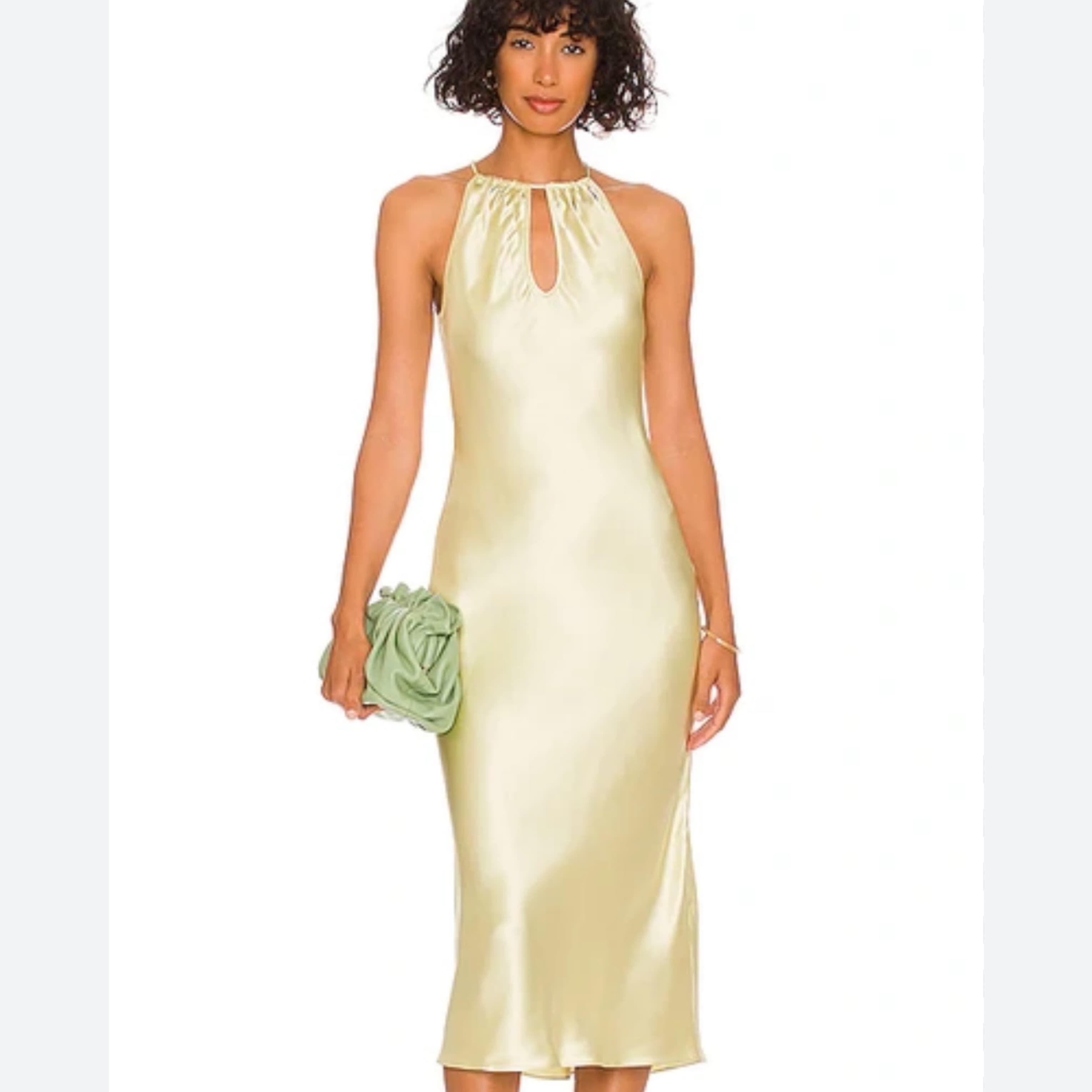 Weekend Stories Silk Green Dress - Image 4
