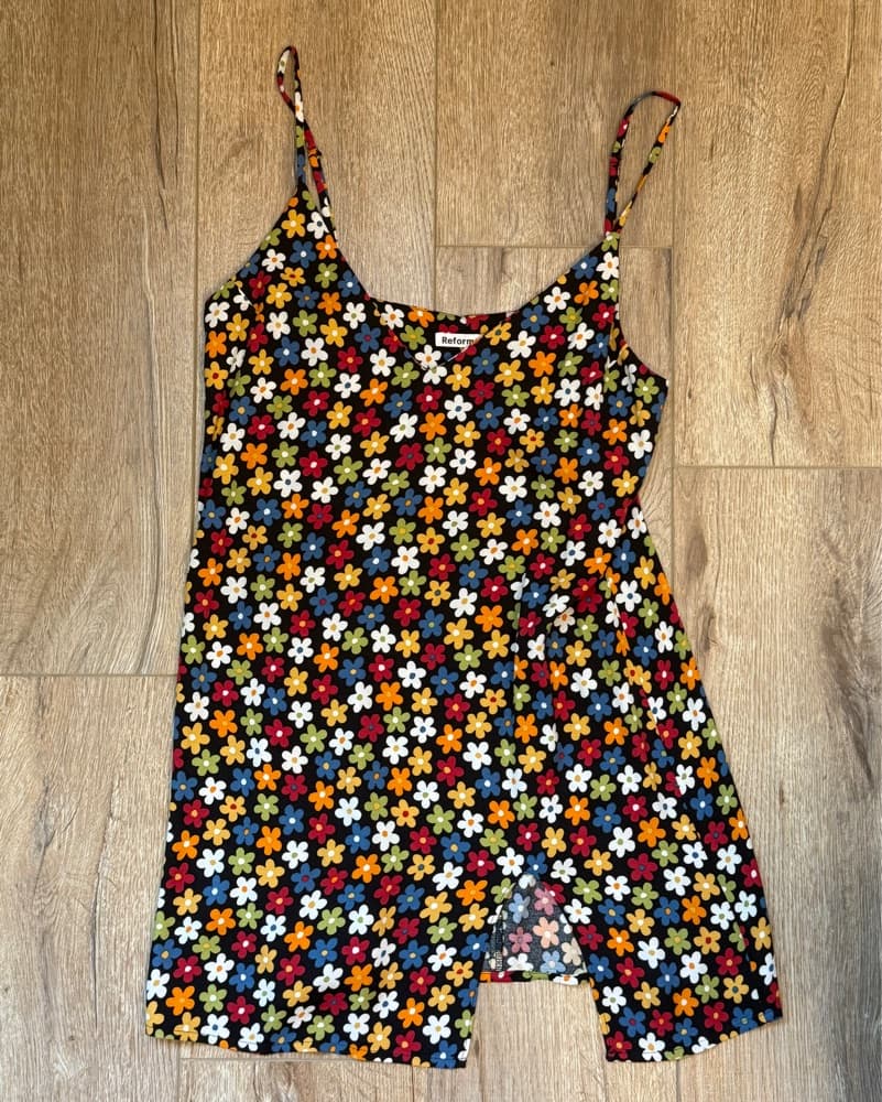 Reformation Floral Slip Dress with Slit - Image 1
