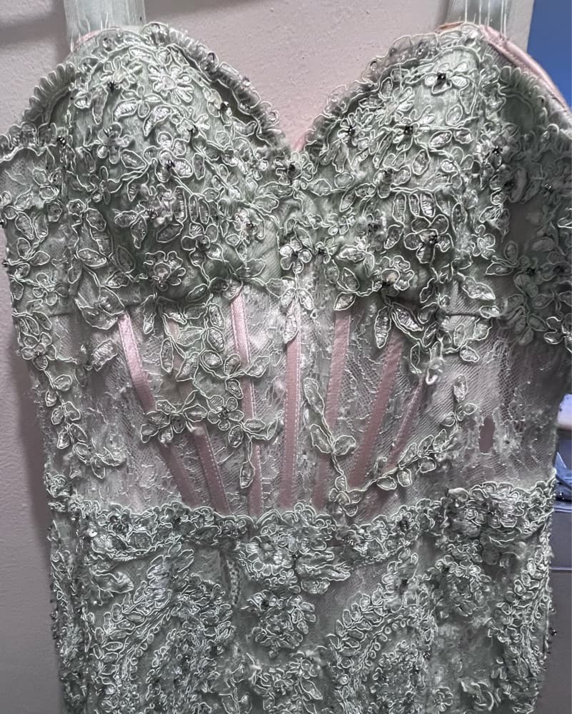 Gorgeous Mint Green Mermaid Gown - Image 2