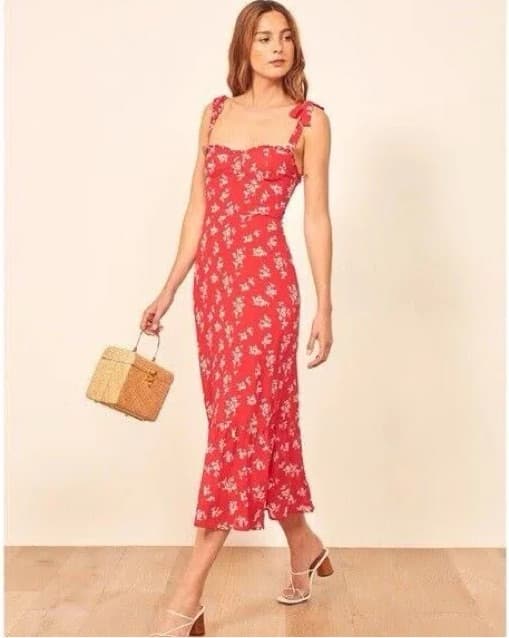 Red reformation midi dress - Image 1
