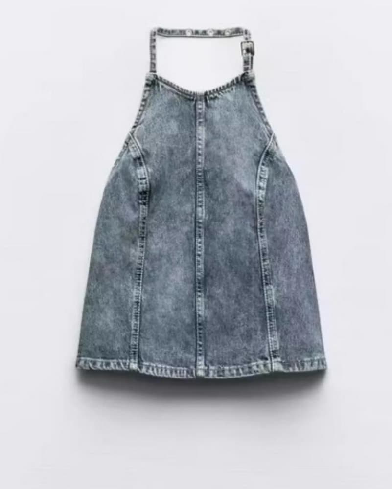 Zara Denim Backless Buckle Top - Image 1