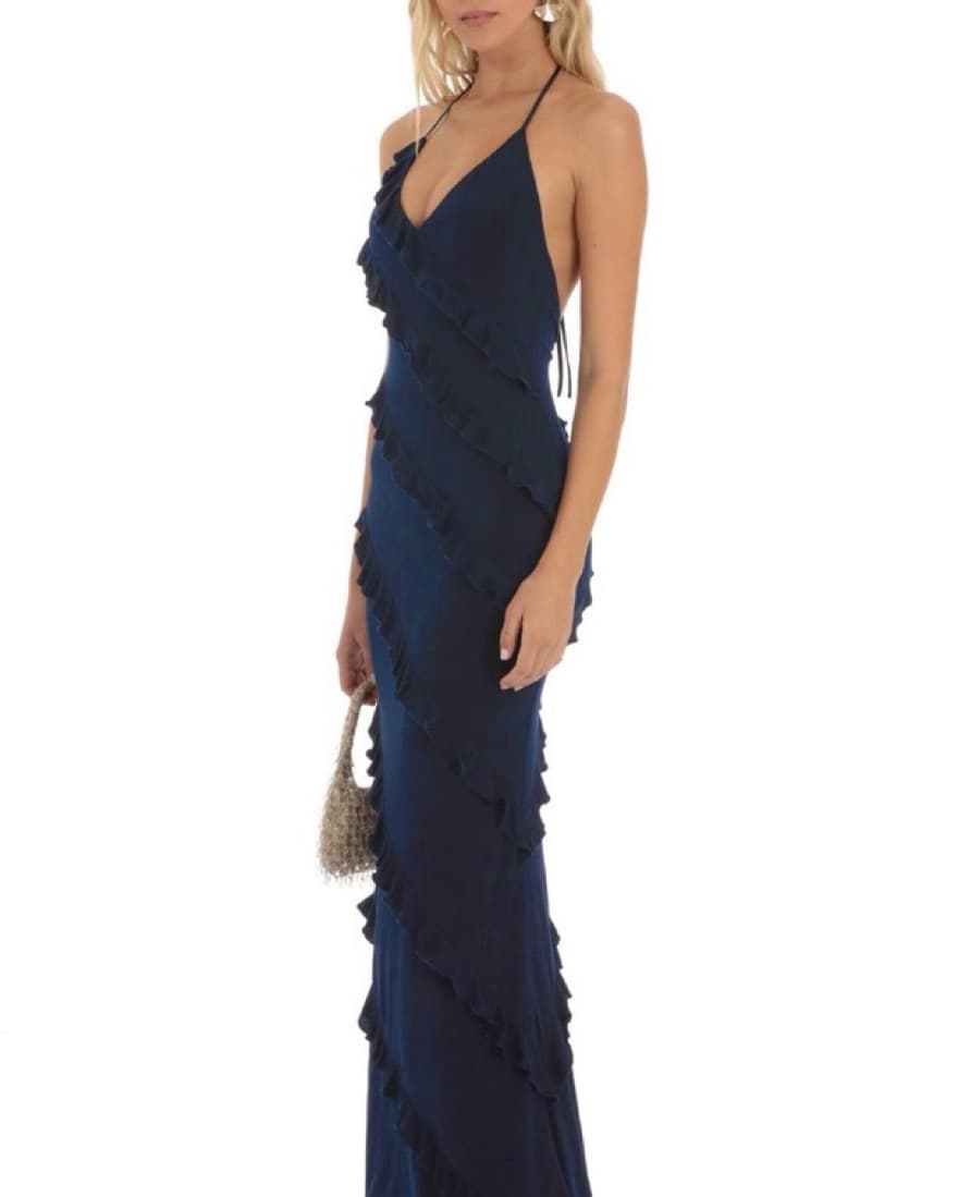 Daffodil Ruffle Halter Maxi Dress  - Image 1