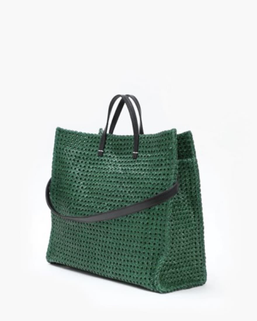 Clare V. Simple Tote in Evergreen Rattan - Image 1