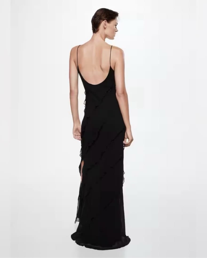 Mango Black ruffle maxi dress - Image 3