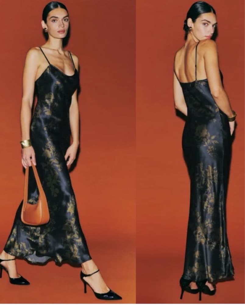 Reformation Silk Slip Dress Night Garden - Image 1