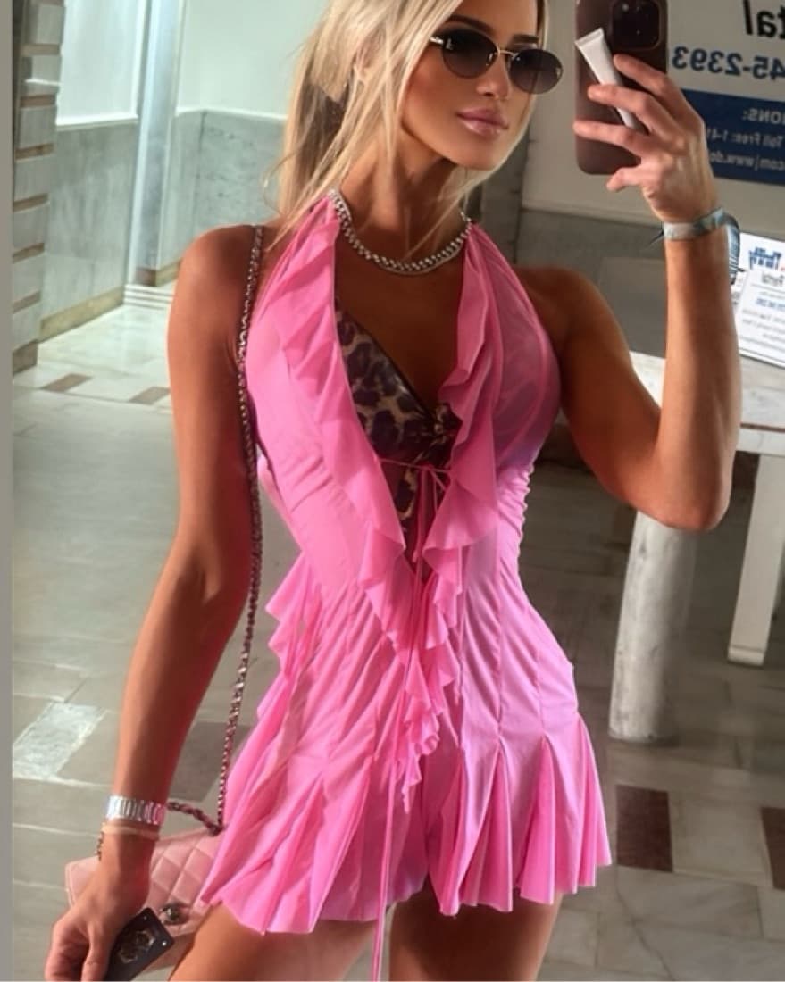 Poster Girl Pink Ruffled Mini Dress - Image 1