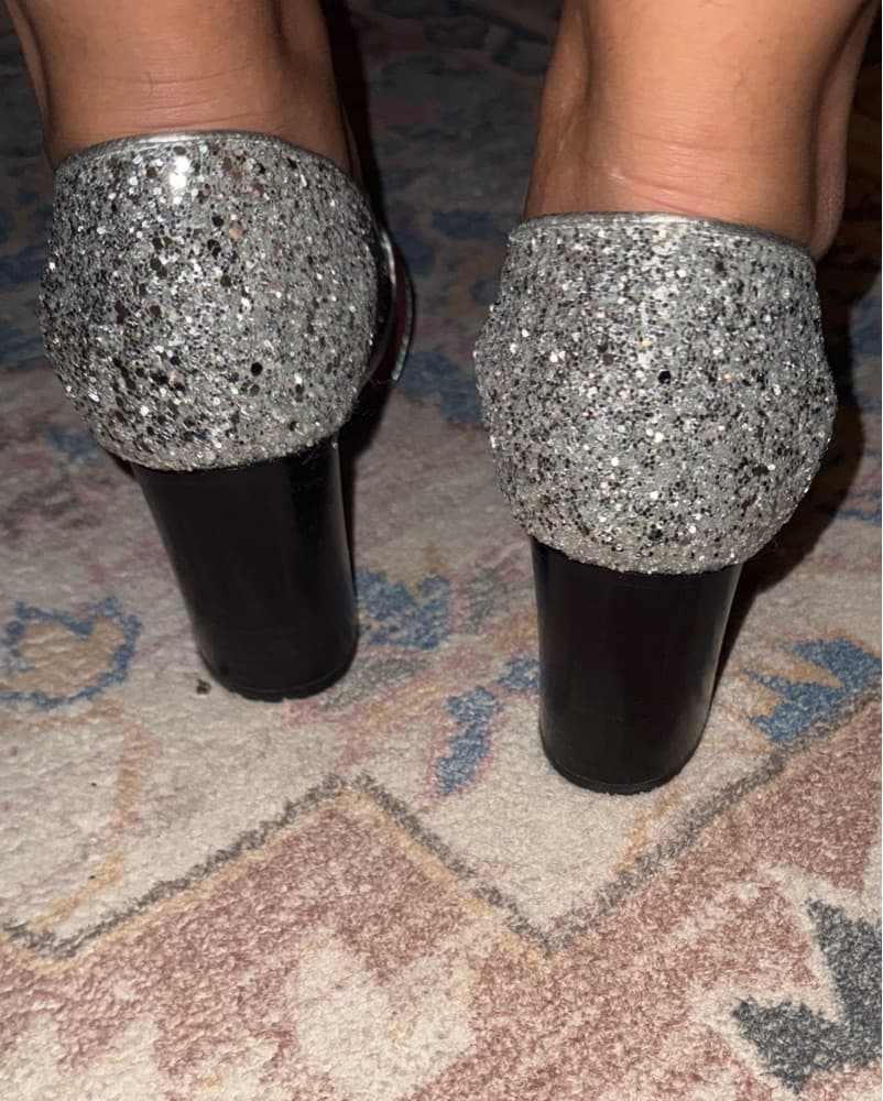 Gucci Silver Glitter Argento Heels - Image 4