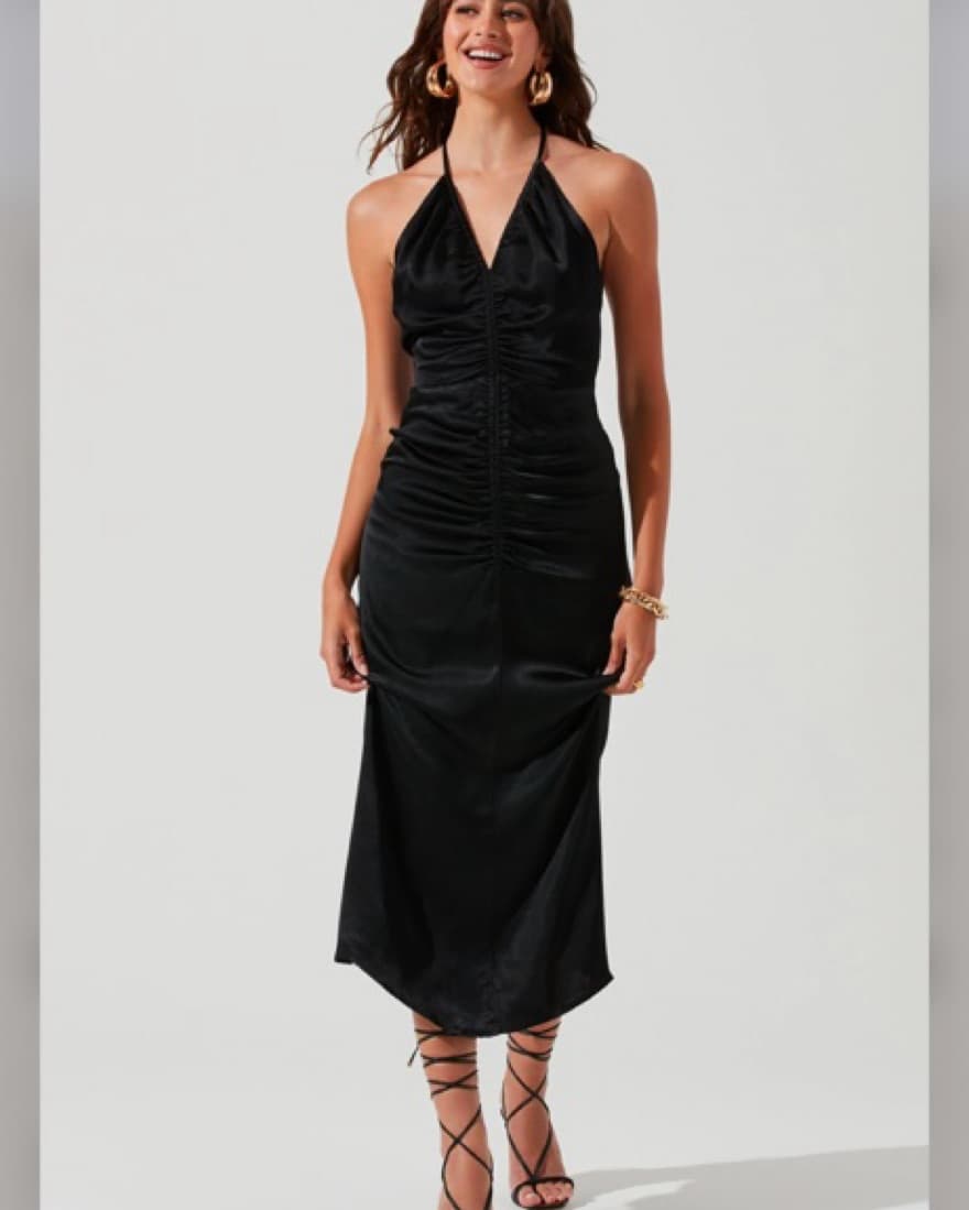 ASTR black satin toledo midi dress - Image 3
