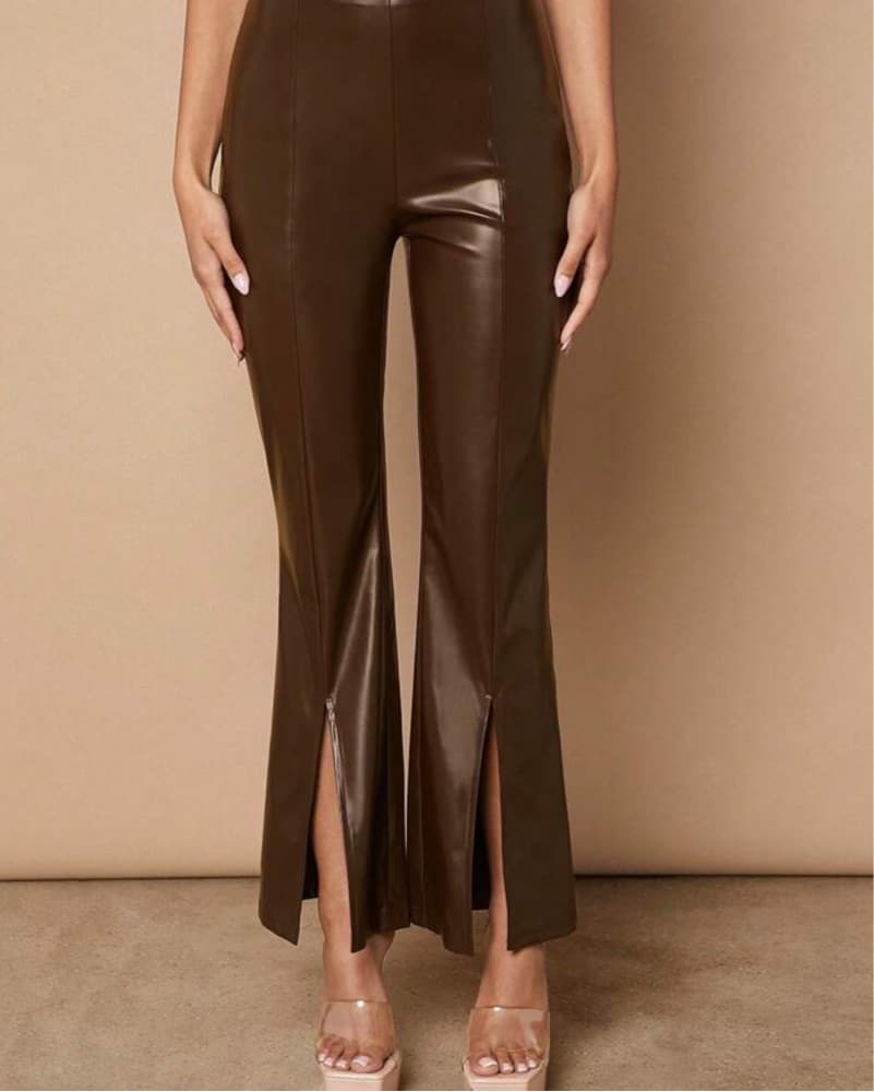 Brown PLeather Pants - Image 2