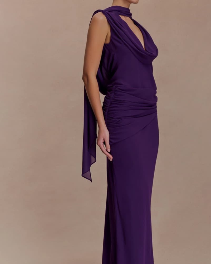 Meshki | Chiffon Draped Maxi Dress  - Image 4