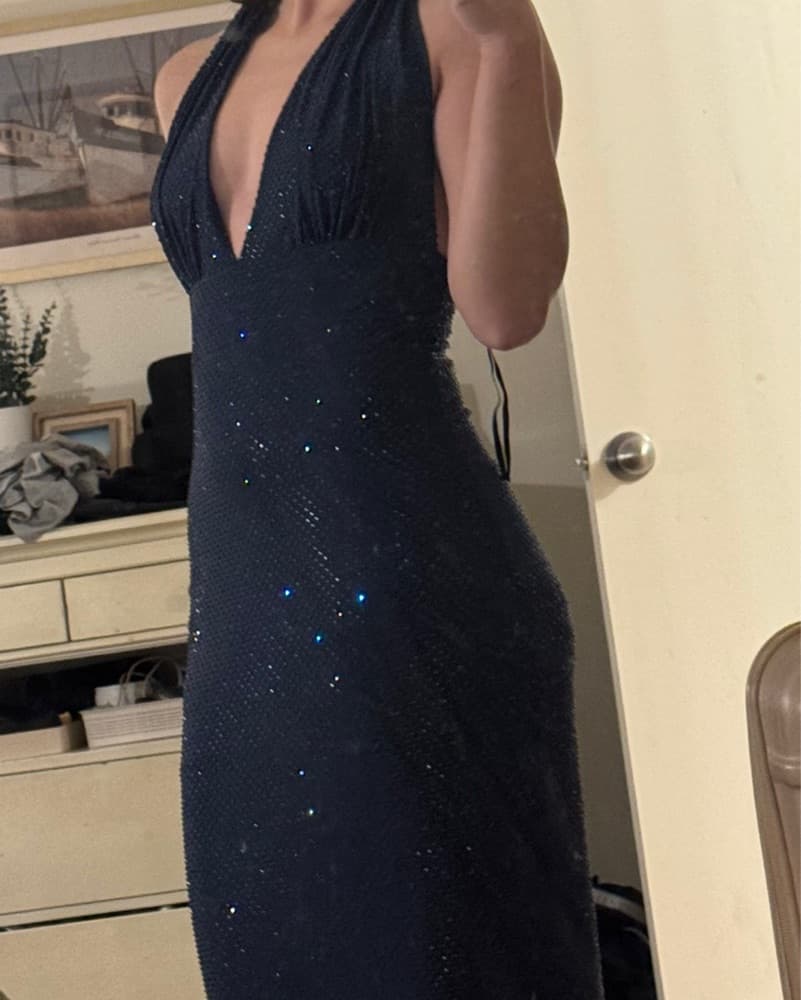 Meshki Halter Neck Navy Diamante Maxi - Image 6