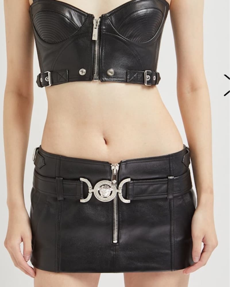 RUNWAY VERSACE - BLACK LEATHER SKIRT - Image 3